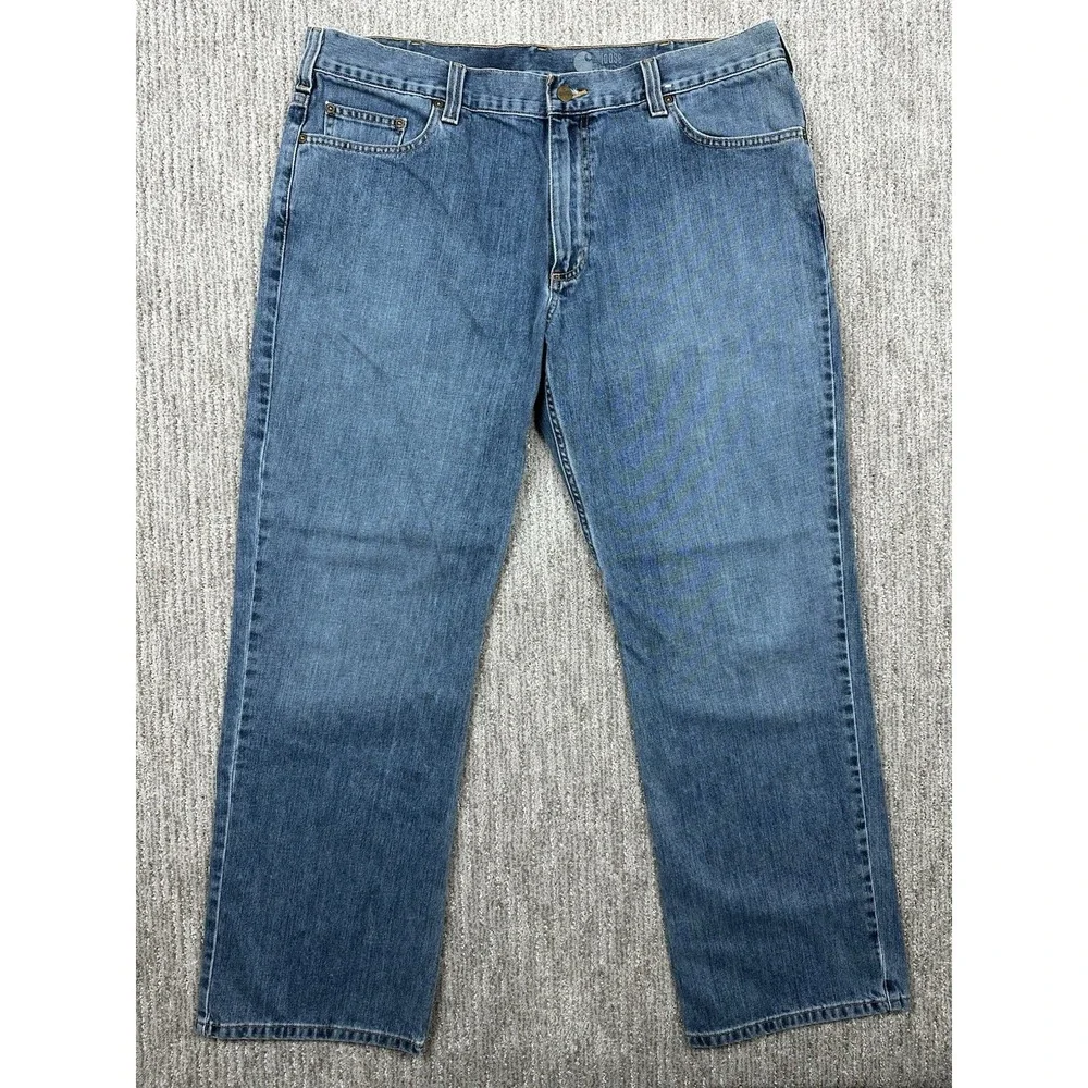 Carhartt B325 Loose Fit Straight Jeans Blue Denim Mens 38x32 (fits 40x32)